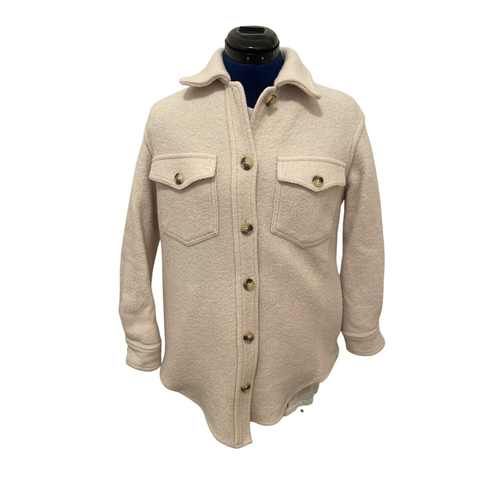 Wilfred Free Aritzia The Ganna Wool Oversize Shacket Button Up Ivory Women sz XS
